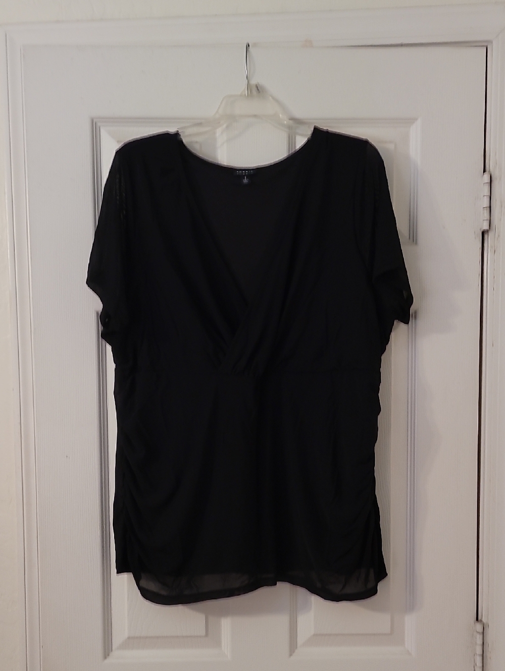 torrid Black Faux-Wrap Short Sleeve Tunic